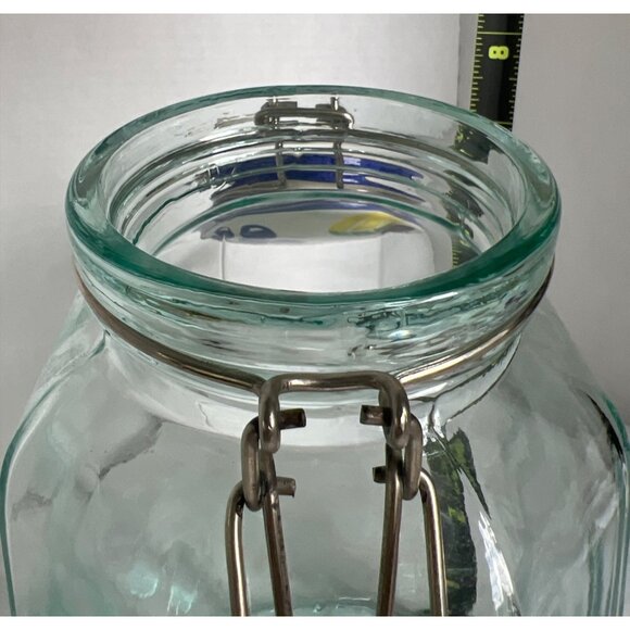 Hexagon Glass Storage Jar Made in Italy Fruit-Patterned Ceramic Hinged Lid - Picture 7 of 9